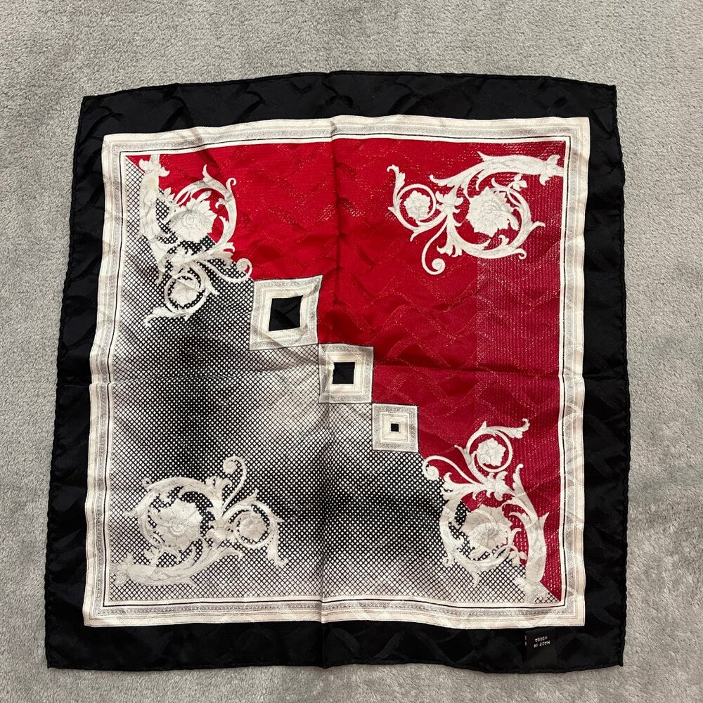 Vintage Silk Pocket Square Handkerchief Korea 100% Silk Neutral Colors Classic - Picture 5 of 8
